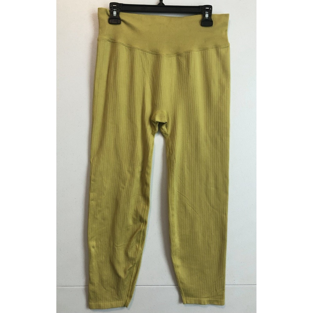 PINK Cropped Leggings Women's XL Yellow Activewear Stretch Victoria's Secret